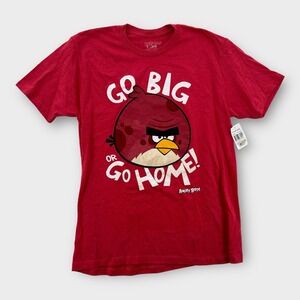 Angry Birds T Shirt Youth Large Red Cartoon Boys Cotton Short Sleeve